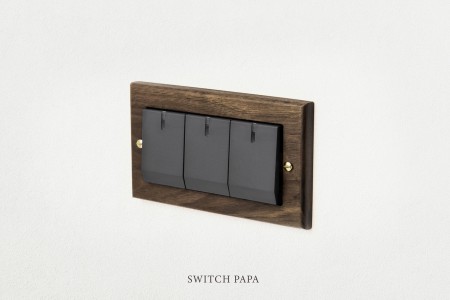 switchpapa黑胡桃木框 適用Glatima-WTGF5352H螢光3開