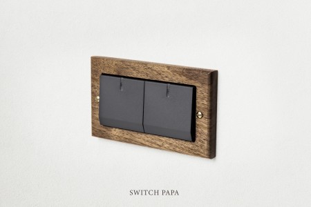 switchpapa黑胡桃木框 適用Glatima-WTGF5252H螢光2開