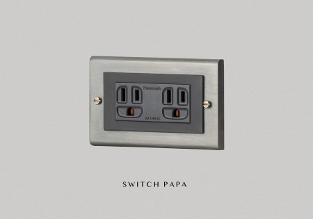 switchpapa鋅合金鈦銀框 適用Glatima WTGF15126 5.5絞線用附接地雙插座