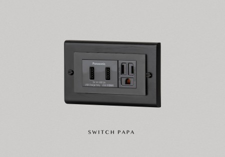 switchpapa鋅合金曜黑框 適用Glatima WTGF雙槽USB加插座