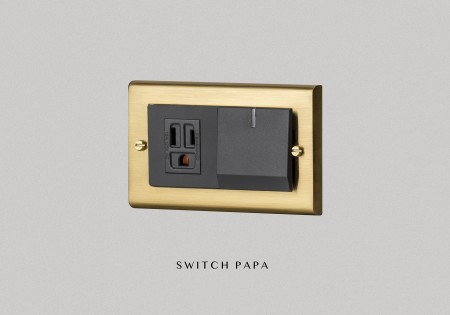 switchpapa鋅合金銅金框 適用Glatima WTGF4308H螢光1開附接地1插