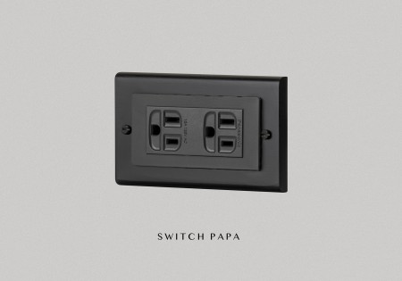 switchpapa鋅合金曜黑框 適用Glatima WTGF1512H附接地雙插座