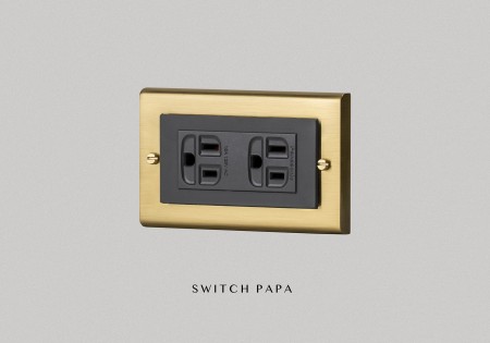 switchpapa鋅合金銅金框 適用Glatima WTGF1512H附接地雙插座