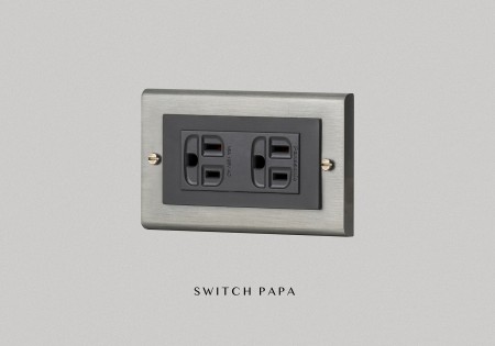 switchpapa鋅合金鈦銀框 適用Glatima WTGF1512H附接地雙插座