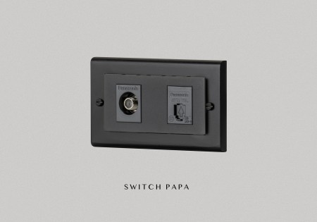switchpapa鋅合金曜黑框 適用Glatima WTGF 中繼用弱電電視加電話
