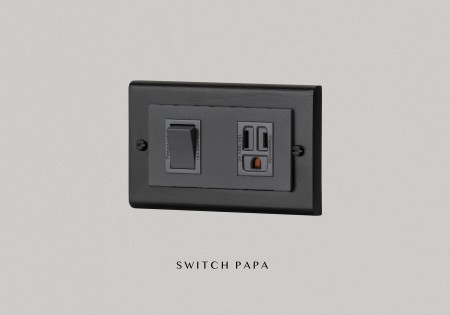 switchpapa鋅合金曜黑框 指撥1開附接地1插