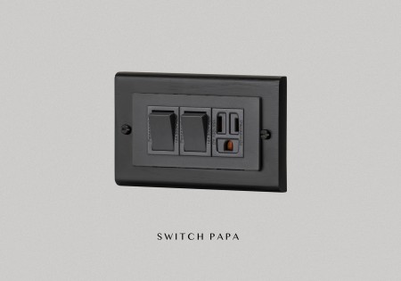switchpapa鋅合金曜黑框 指撥2開附接地1插
