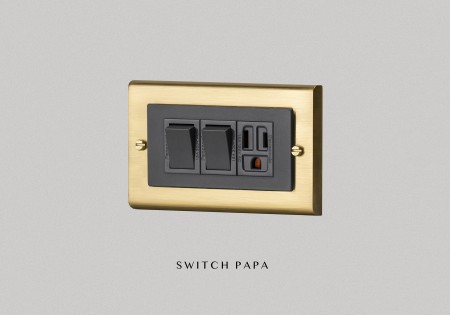 switchpapa鋅合金銅金框 指撥2開附接地1插