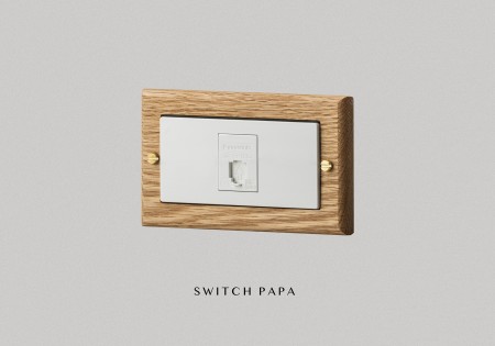 switchpapa紅橡木框 弱電單電話插座