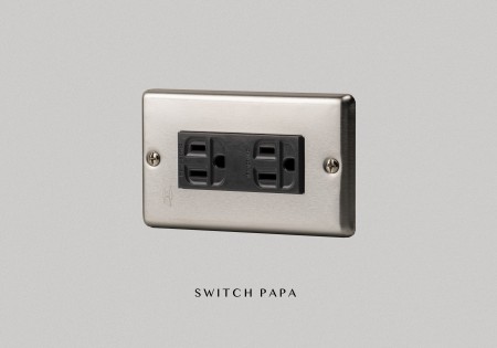 switchpapa不鏽鋼面板 日式方形附接地極雙插