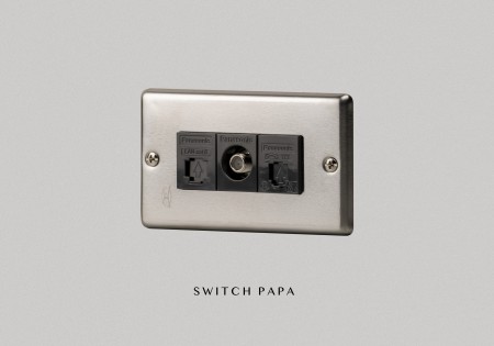 switchpapa不鏽鋼面板 弱電3170H網路2164H電話47619H電視插座