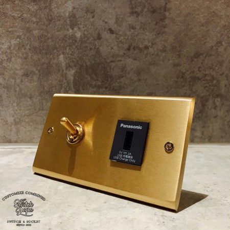 黃銅面板黃銅復古開關1開1USB插座（快速型）