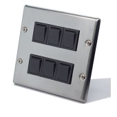 switchpapa不鏽鋼蓋板日式指撥開關6開