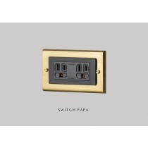 switchpapa鋅合金銅金框 適用Glatima WTGF15126 5.5絞線用附接地雙插座