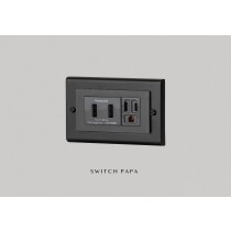switchpapa鋅合金曜黑框 適用Glatima WTGF雙槽USB加插座