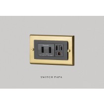 switchpapa鋅合金銅金框 適用Glatima WTGF雙槽USB加附接地雙插座