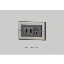 switchpapa鋅合金鈦銀框 適用Glatima WTGF雙槽USB加附接地雙插座