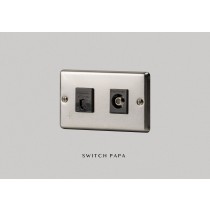 switchpapa不鏽鋼面板 弱電3170H網路47619H電視插座