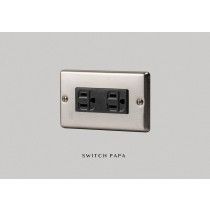 switchpapa不鏽鋼面板 日式方形附接地極雙插