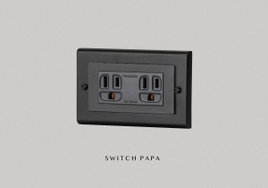 switchpapa鋅合金曜黑框 適用Glatima WTGF15126H5.5絞線用附接地雙插座