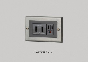 switchpapa鋅合金鈦銀框 適用Glatima WTGF雙槽USB加附接地雙插座